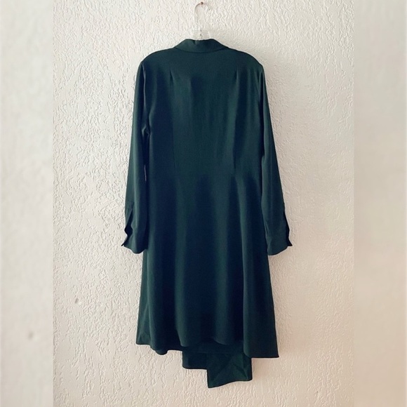 Akris Midi Dress Shirtdress Wool Emerald Green Asymmetrical Classic Minimal 10 - Picture 4 of 12